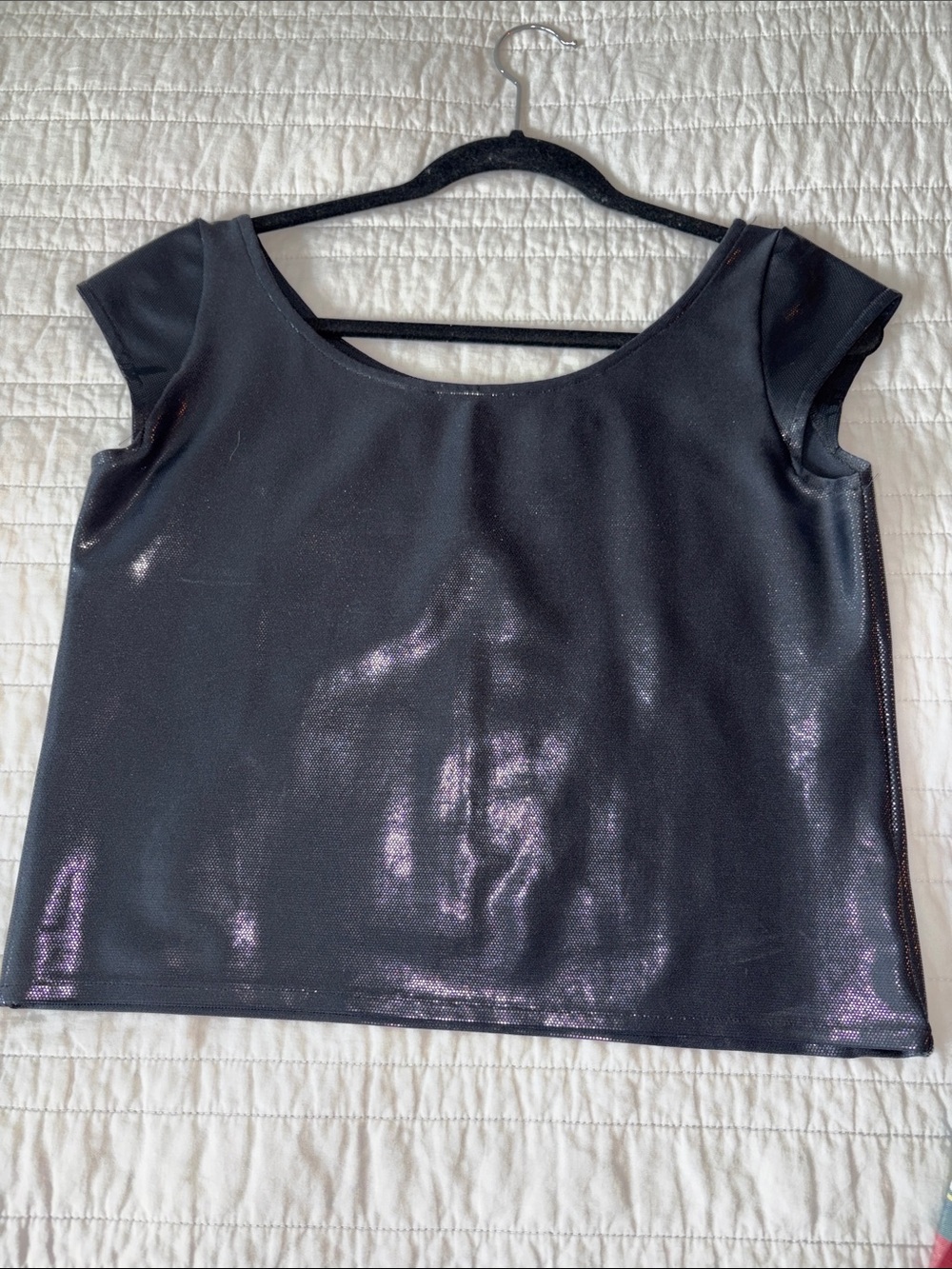 Shimmer Black Cap-Sleeve Women's Top